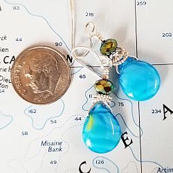 Ocean Drops Glass, Crystal and Sterling Earrings